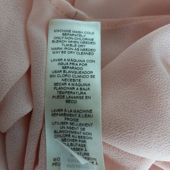 WHBM XS Blouse Top Ruffled Sleeveless Chiffon Pink Sheer Lined Pintuck Pleats - Picture 7 of 8